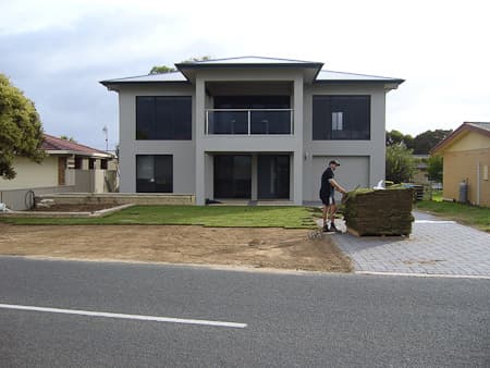 Completed residential instant lawn installation